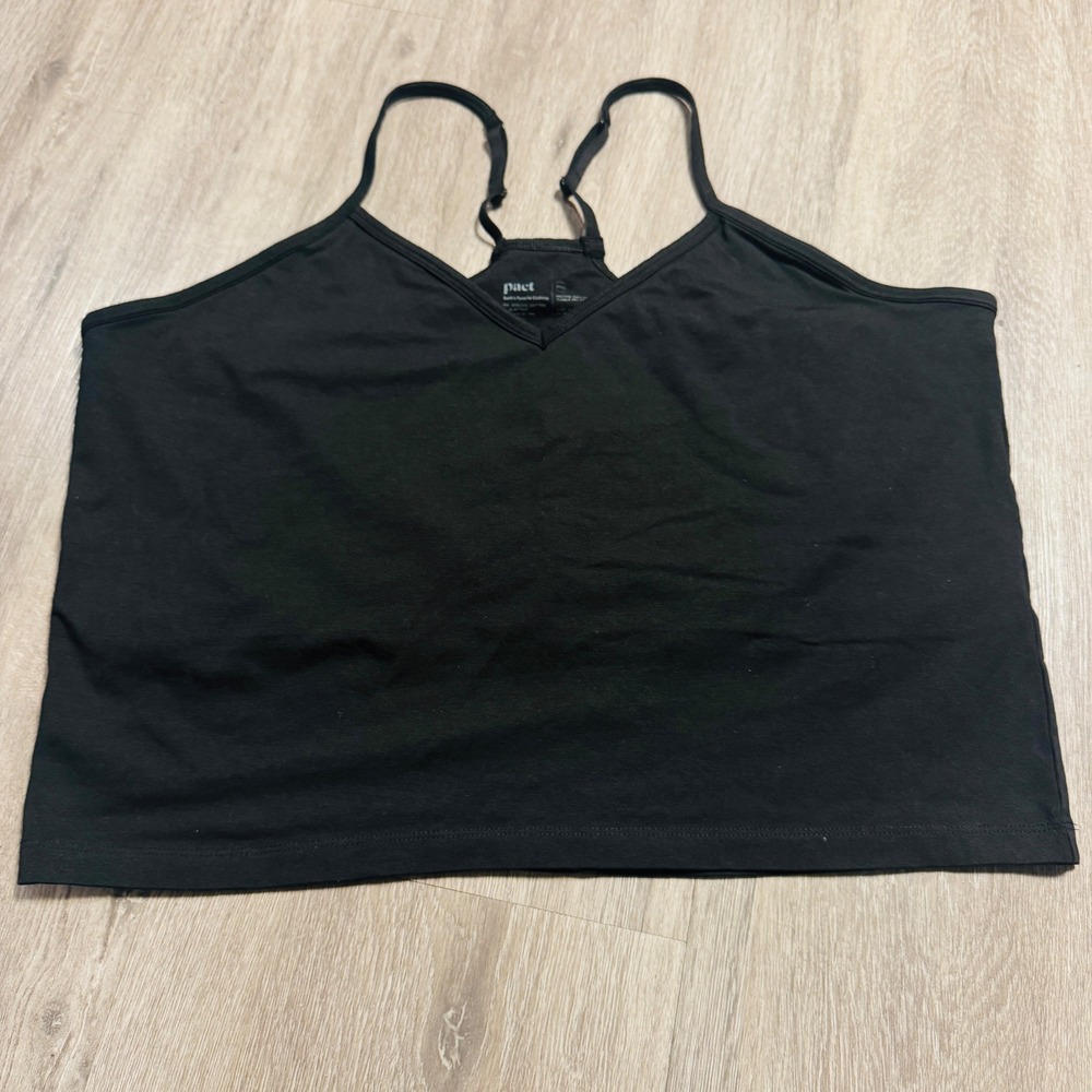 Pact Womens Organic Cotton V-Neck Camisole Tank Top Set Black Size 3XL 2-Pack - Picture 2 of 6